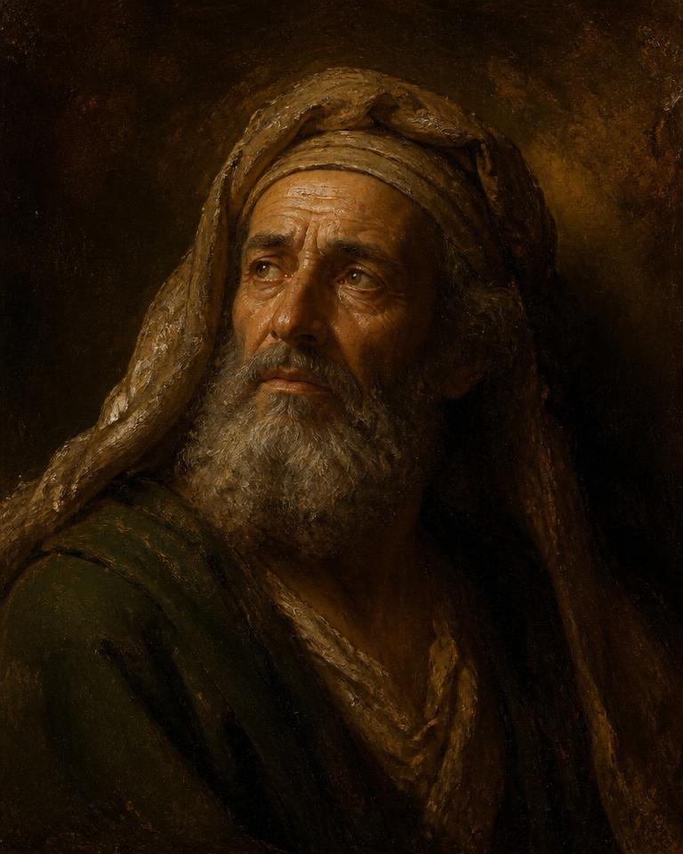 Painted portrait of Job